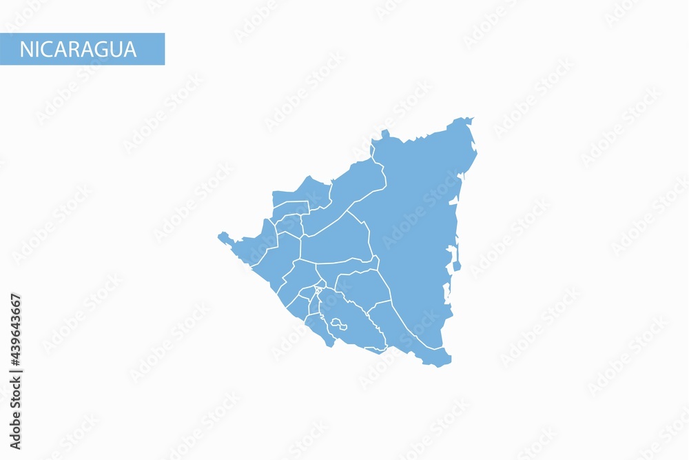 Obraz premium Nicaragua blue map detailed vector.