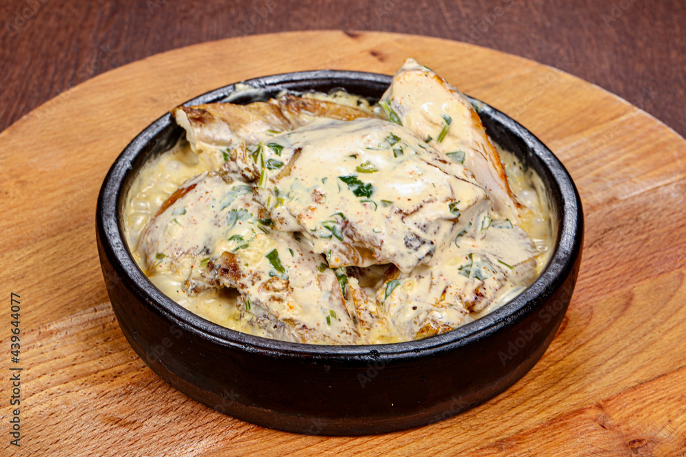 Tasty roasted chicken with cream Tasty roasted chicken with cream