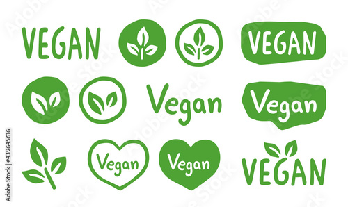 Canvas Print Vegan Vector Icon Set - Logo Set