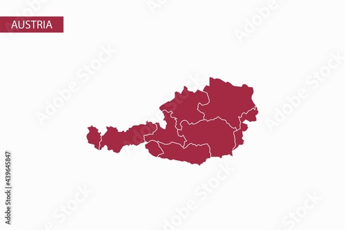 Austria red map detailed vector.