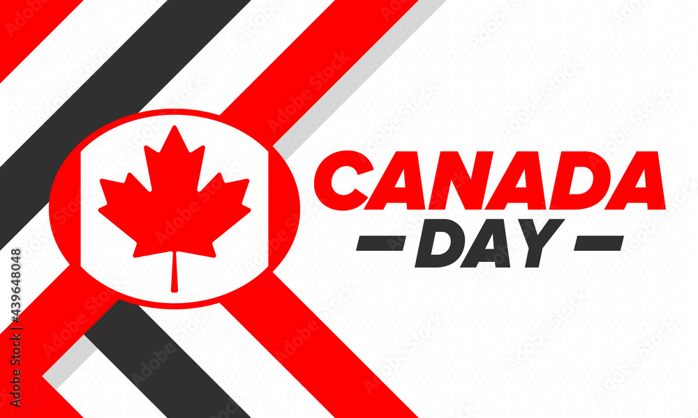 Fototapeta premium Happy Canada Day. National holiday, celebrated annual in July 1. Canadian flag. Maple leaf. Patriotic symbol and elements. Poster, card, banner and background. Vector illustration