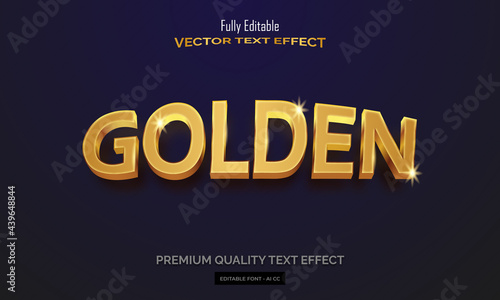 Golden text, fully editable vector text effect with glossy golden color effect