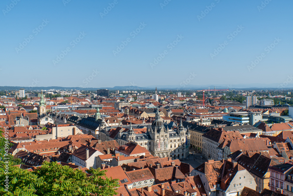 Blick über die Stadt Graz vom Schlossberg aus