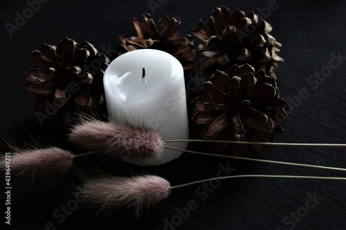 candles on a black background