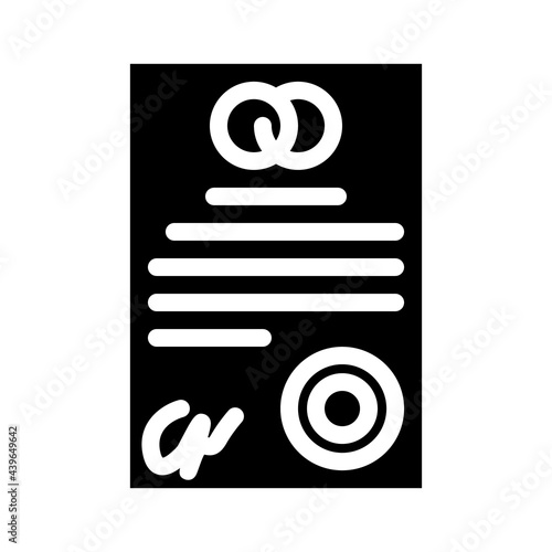 marriage contract glyph icon vector. marriage contract sign. isolated contour symbol black illustration