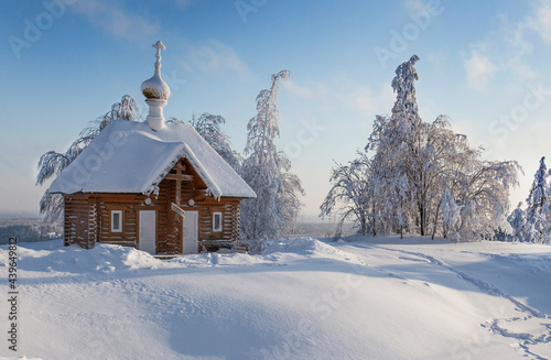 Orthodox church on a frosty day.