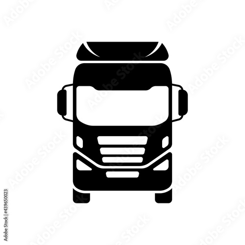 Truck icon. Trunk tractor. Black silhouette. Front view. Vector simple flat graphic illustration. The isolated object on a white background. Isolate.