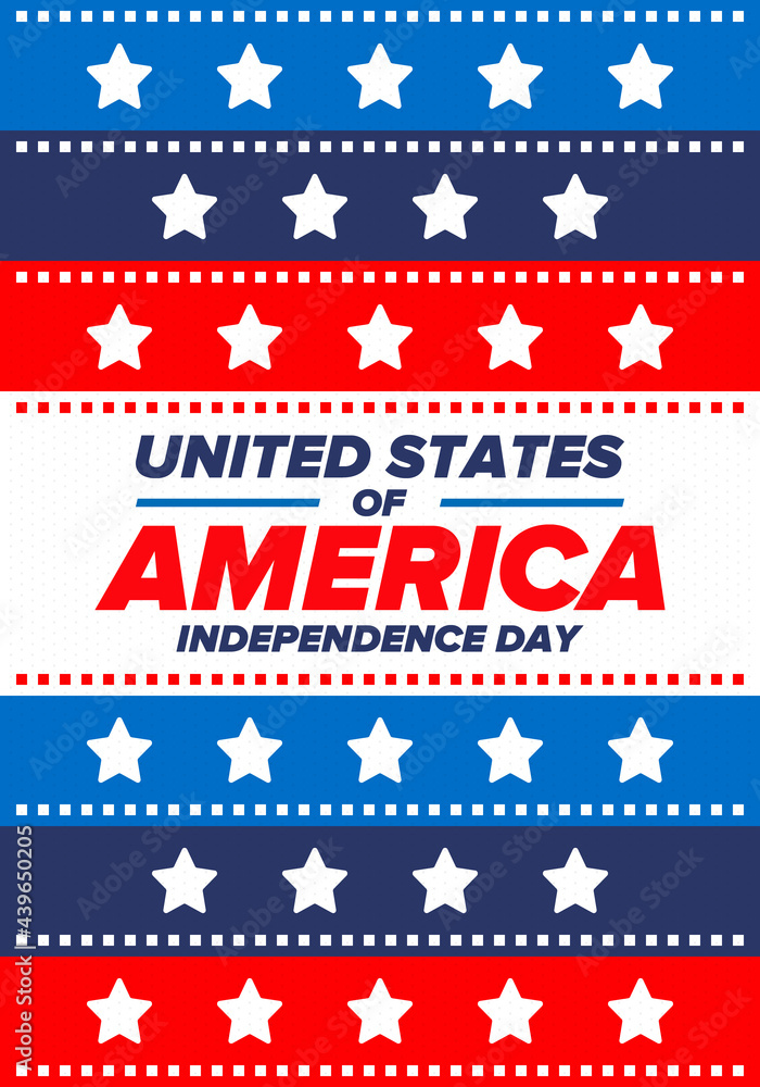Independence Day in United States of America. The Fourth of July. Happy national holiday, celebrated annual in July 4. American flag. Country freedom day. Patriotic event design. Vector poster Independence Day in United States of America. The Fourth of July. Happy national holiday, celebrated annual in July 4. American flag. Country freedom day. Patriotic event design. Vector poster