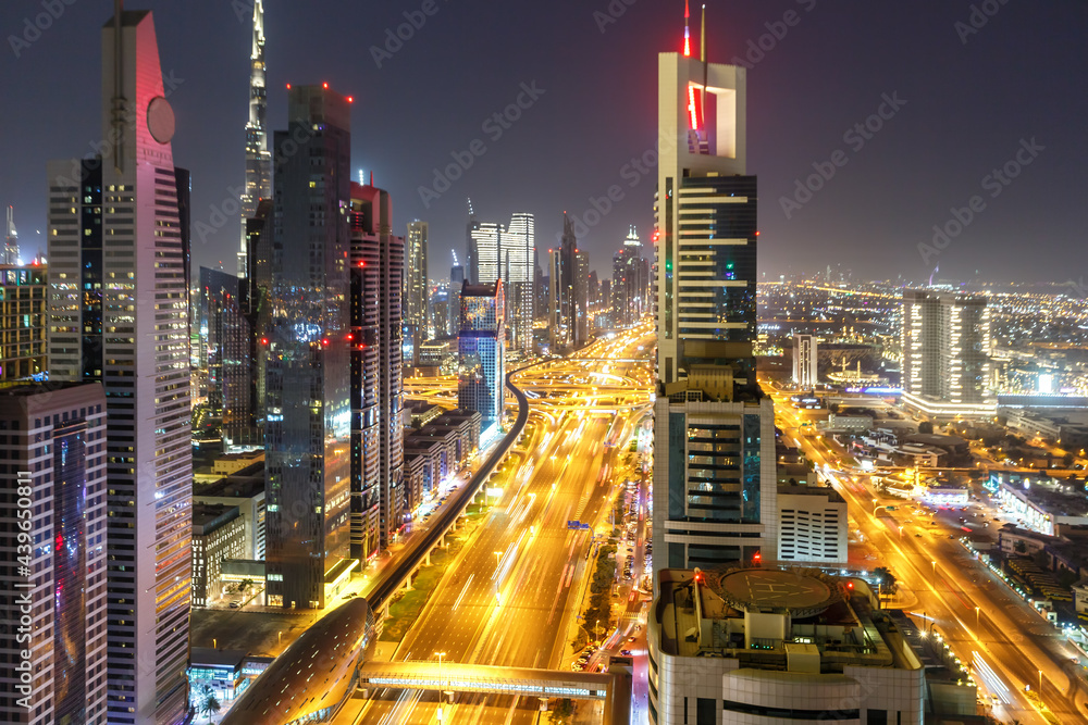 Fototapeta premium Dubai Sheikh Zayed Road Burj Khalifa Kalifa skyscraper building skyline architecture in United Arab Emirates
