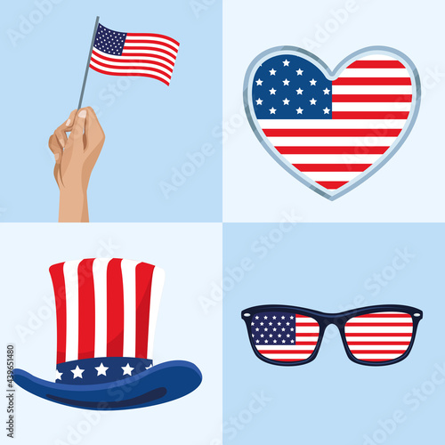 four usa celebration icons