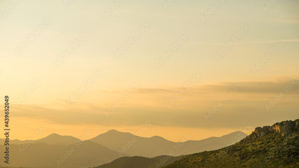 Obraz premium Sperlonga, Lazio region, Italy. Beautiful sunset at the hills around the town.