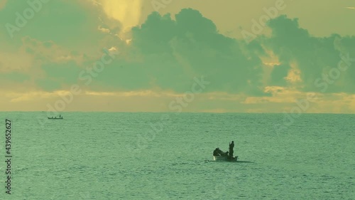 Boat of fisherman navigating on the sea