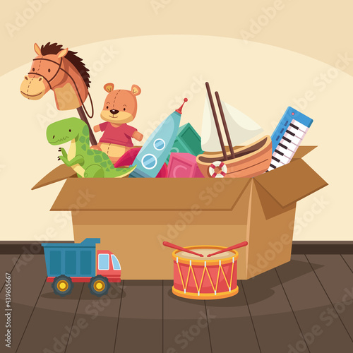 toys in carton box