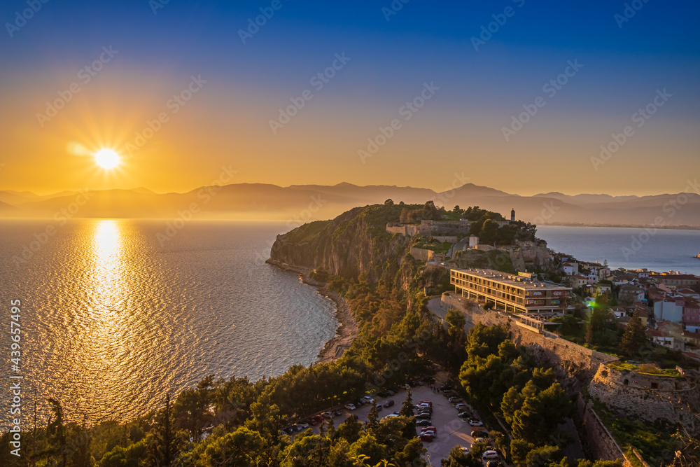 Sunset view from Palamidis fortress in Nafplio Greece