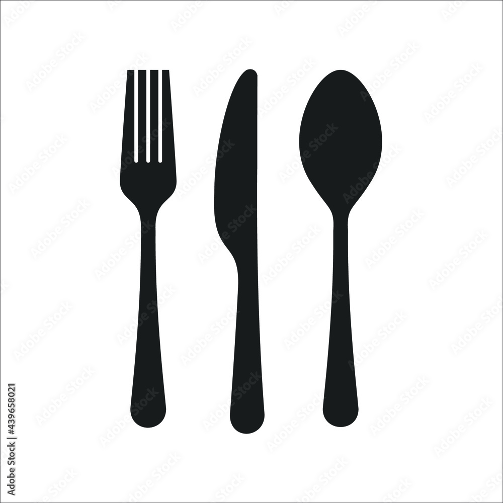 Spoon, fork and knife icons symbol vector elements for infographic web Spoon, fork and knife icons symbol vector elements for infographic web