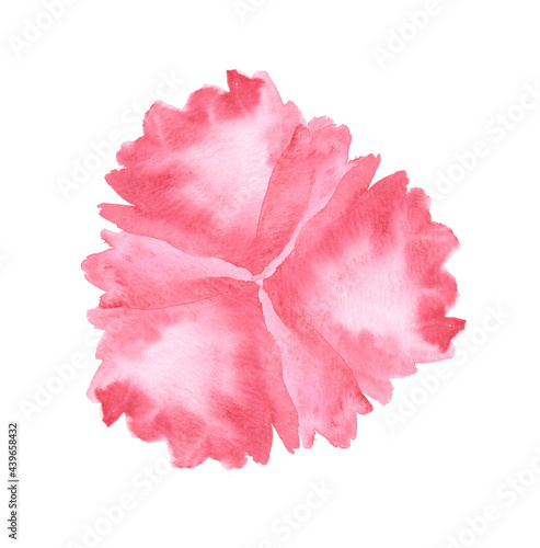 Pink watercolor flower for greeting card, scrapbook design