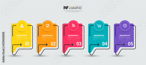 5 Steps Timeline Infographics design template.	
