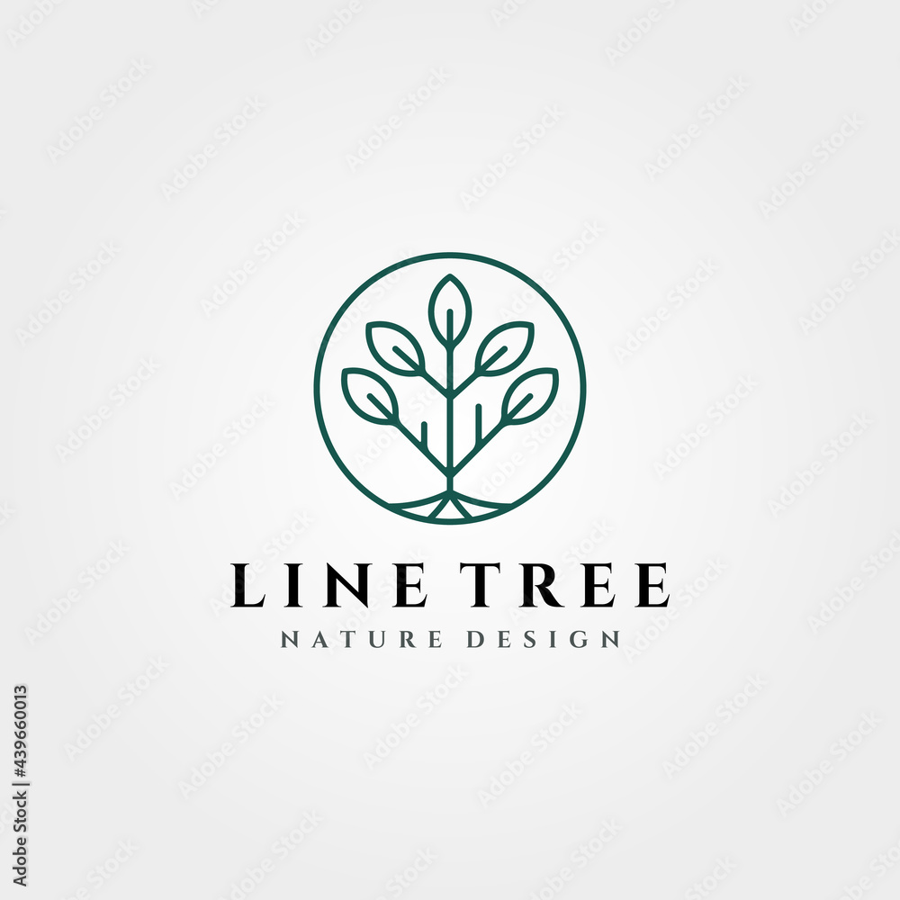 line art tree logo vector symbol illustration design, circle tree logo ...