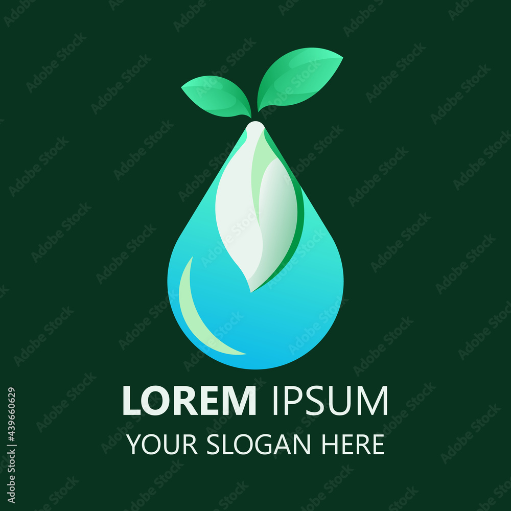 leaf and water drop logo design template vector leaf and water drop logo design template vector