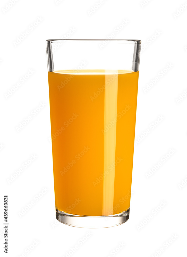 Orange juice glass without reflection, isolated on white background Orange juice glass without reflection, isolated on white background