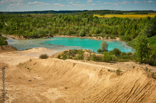 beautiful sand mountain in the summer in a natural quarry