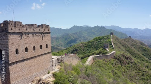 Drone shot of Great Wall of China.