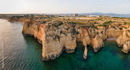panorama  of coastline at Ponta da Piedade, Lagos, Algarve in Portugal