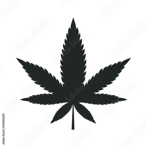 Cannabis leaf isolated on white. Vector illustration.