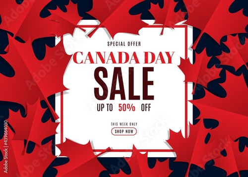 JULY 1st. Canada day background sales promotion advertising banner template design