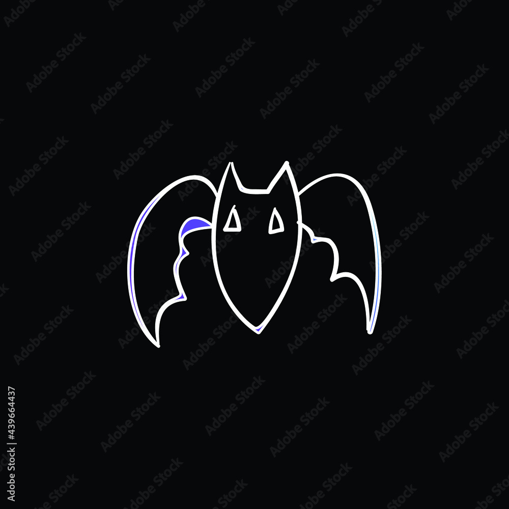 Bat Outline blue gradient vector icon