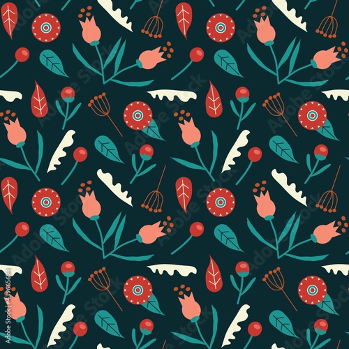 Wallpaper Mural Elegant seamless pattern with abstract flowers, design elements.Modern floral design for paper, cover, fabric, interior decor and other users. Torontodigital.ca