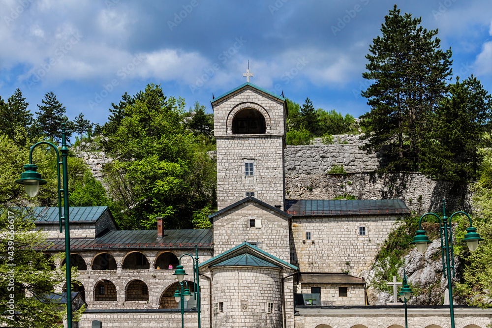 External view of Cetinje Monastery (1701 - 1704). Cetinje Monastery is a Serbian Orthodox monastery in Montenegro - seat of the Metropolitanate of Montenegro and the Littoral.