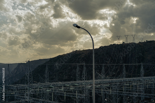 Power station with electric towers  photo