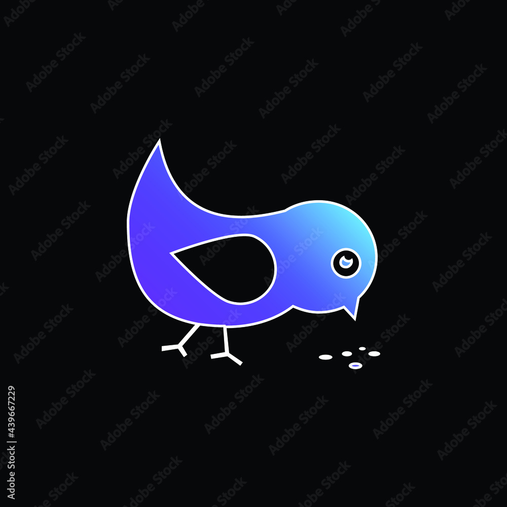 Fototapeta premium Bird Eating Seeds blue gradient vector icon