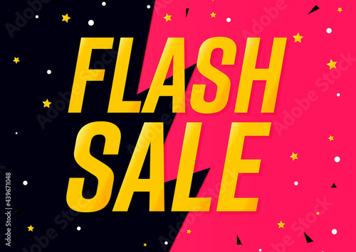 Flash Sale, poster design template, discount banner, vector illustration