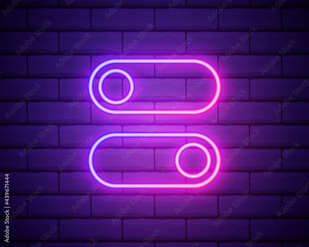 On and Off lamp Neon light Toggle switch button. Vector illustration ...
