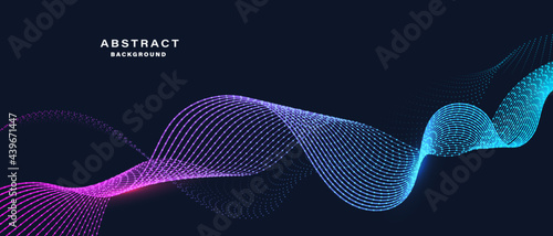 Abstract background with flowing particles. Dynamic waves. vector illustration.	
