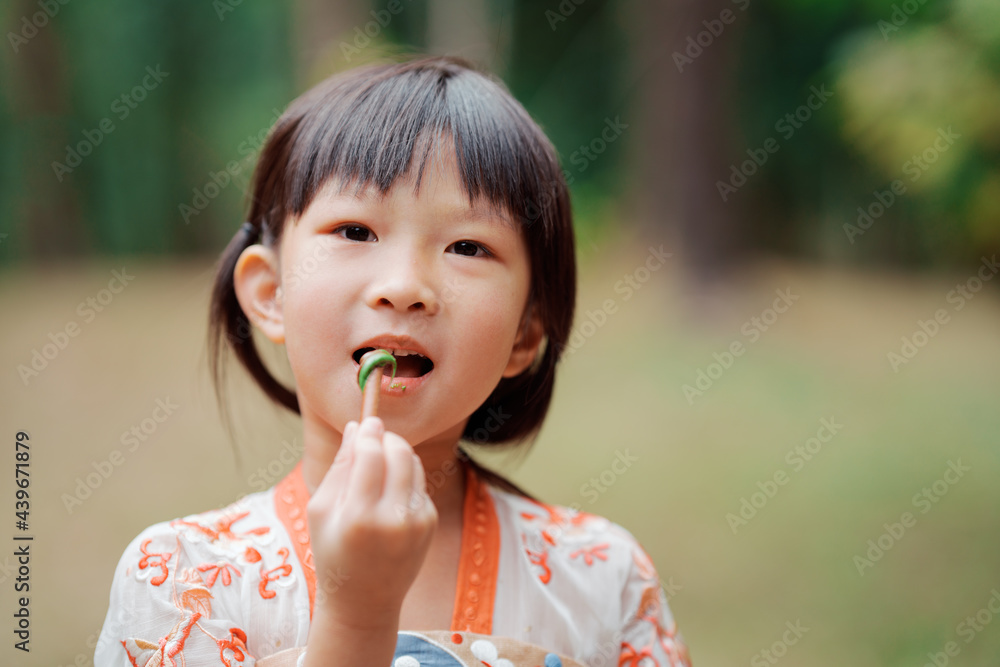 Chinese little girl wearing traditional clothes Chinese little girl wearing traditional clothes