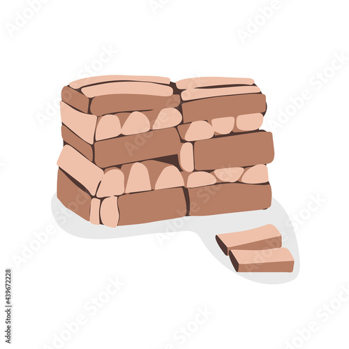 Firewood pile. Carefully stacked wooden firewood. Vector flat illustration