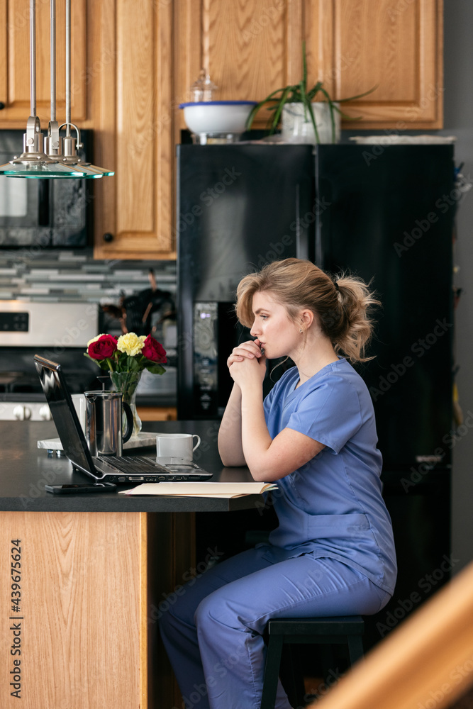 Home: Nurse Works Remotely From Home On Telehealth Visits Home: Nurse Works Remotely From Home On Telehealth Visits