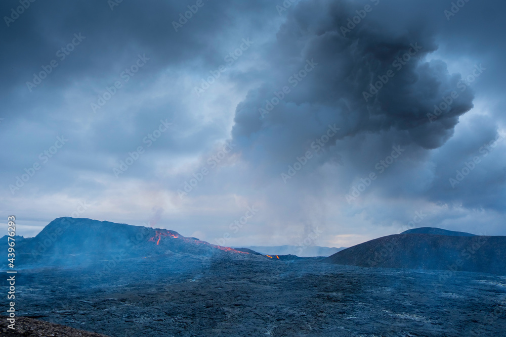Grindavík, Iceland Active volcanic crater, Mt Fagradalsfjall, Southwest Reykjanes Peninsula