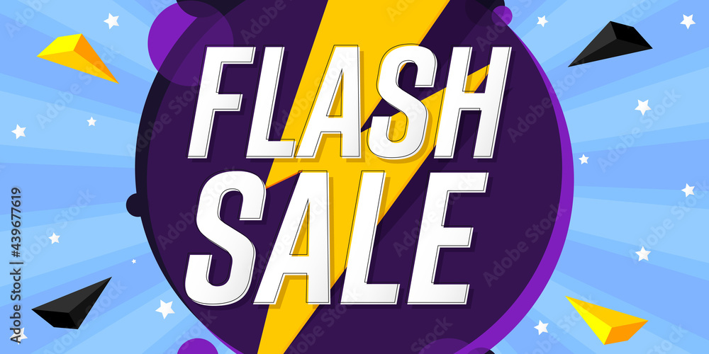 Fototapeta premium Flash Sale, poster design template, discount banner, vector illustration