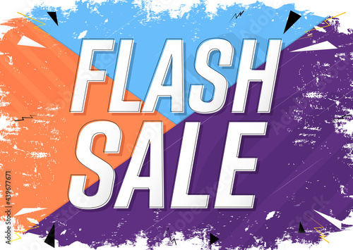 Flash Sale, poster design template, discount banner, vector illustration