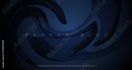 Abstract navy blue color marbling painting background. Vector EPS