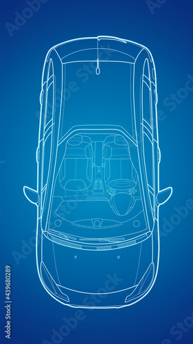 Car from top view vector. Flat design auto.