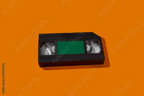videotape on an orange background photo