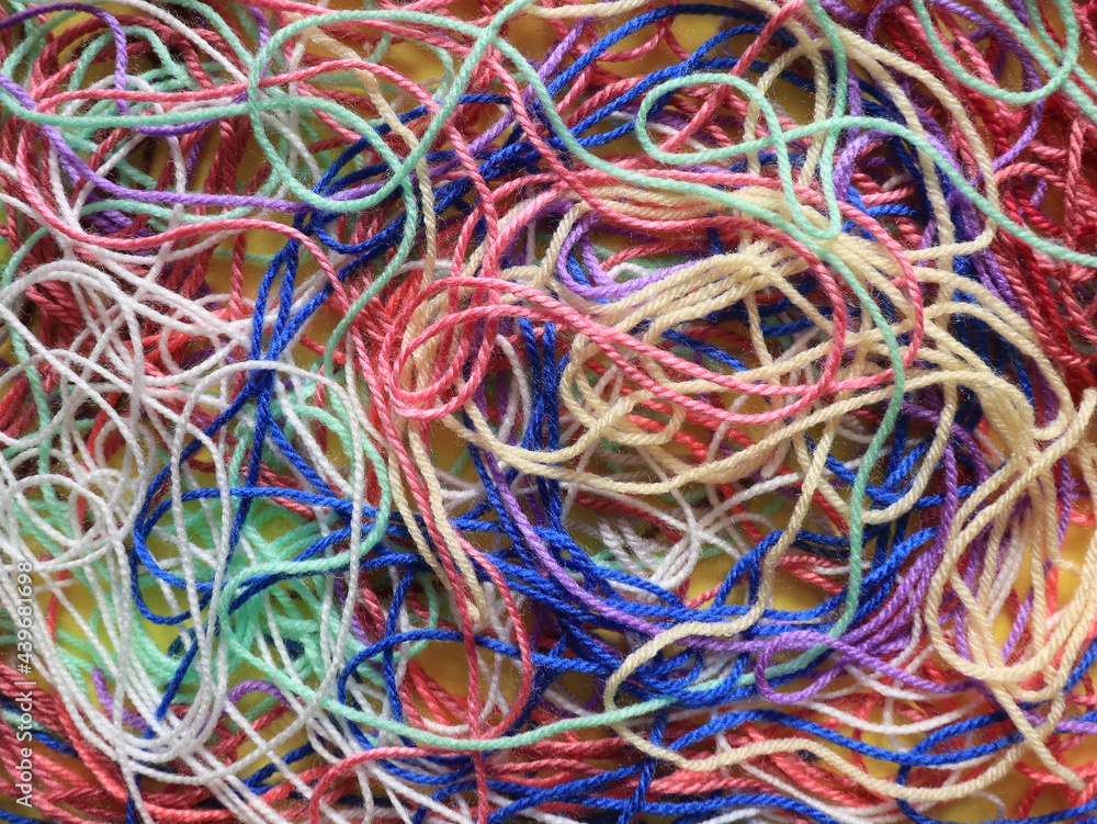 Abstract colorful knitting threads for background           