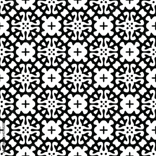 floral seamless pattern background.Geometric ornament for wallpapers and backgrounds. Black and white pattern. 