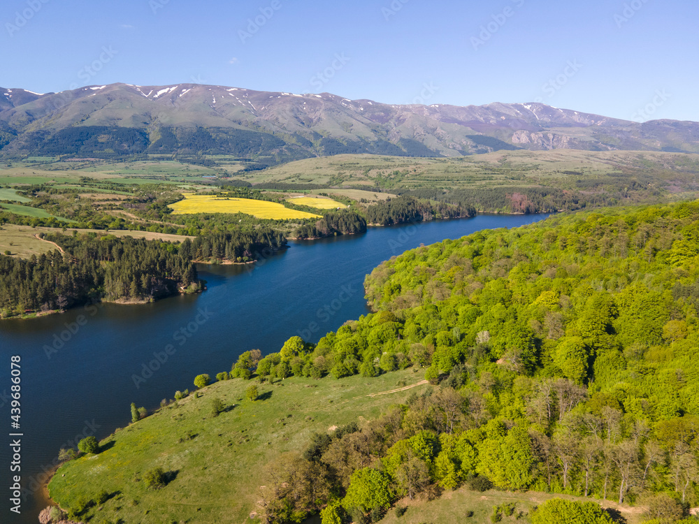 Aerial view of Dushantsi Reservoir, Bulgaria Aerial view of Dushantsi Reservoir, Bulgaria