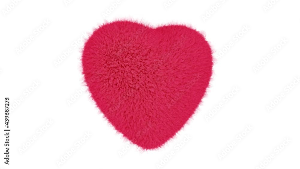 Realistic 360-degree seamless looping spin 3D animation of the cute fluffy red fur heart rendered in UHD with alpha matte Realistic 360-degree seamless looping spin 3D animation of the cute fluffy red fur heart rendered in UHD with alpha matte
